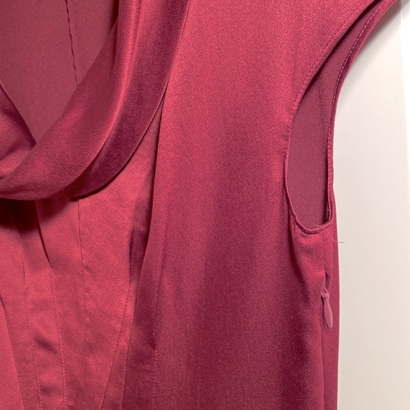 BCBGeneration Satin Finish Cowl Neck Dress, wine colored, size small. - Picture 5 of 5